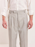 Load image into Gallery viewer, Light Grey Pinstriped Tailored Trousers
