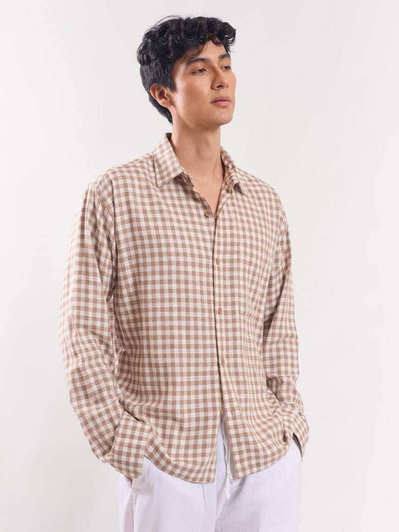 Brown Checked Holiday Shirt