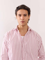 Load image into Gallery viewer, Pink Poplin Striped Shirt
