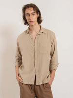 Load image into Gallery viewer, Beige Gauze Holiday Shirt
