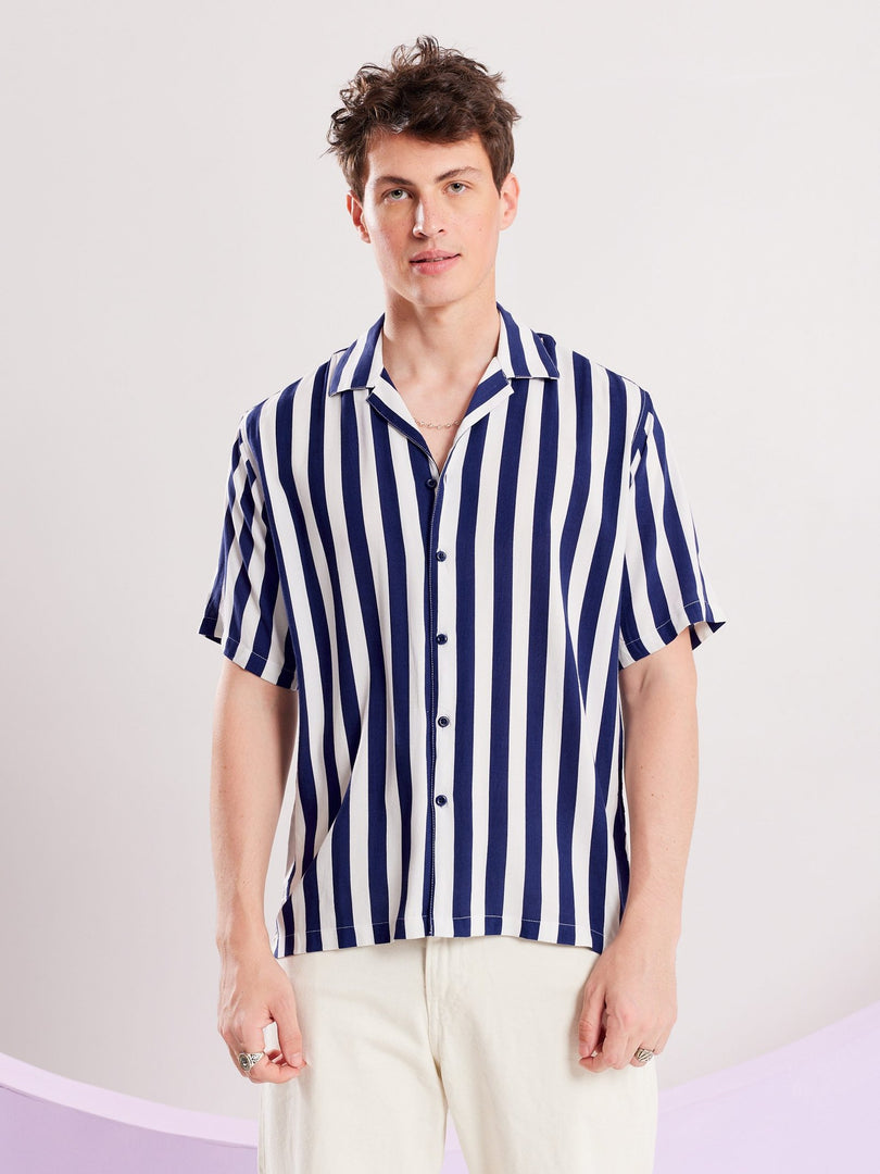 Blue and White Striped Shirt