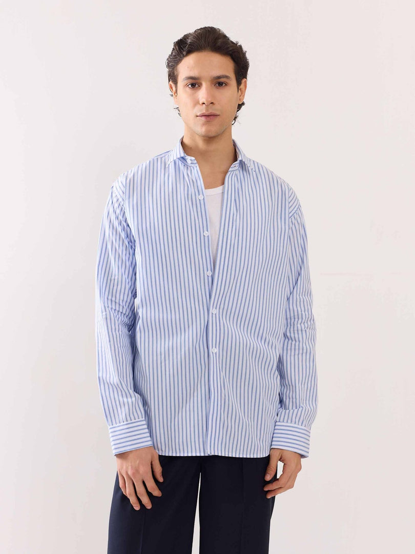 White Poplin Striped Shirt