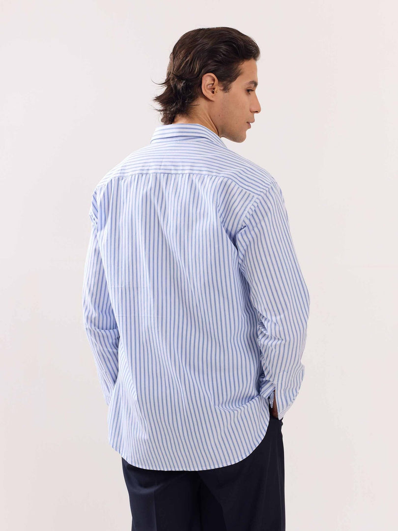 White Poplin Striped Shirt