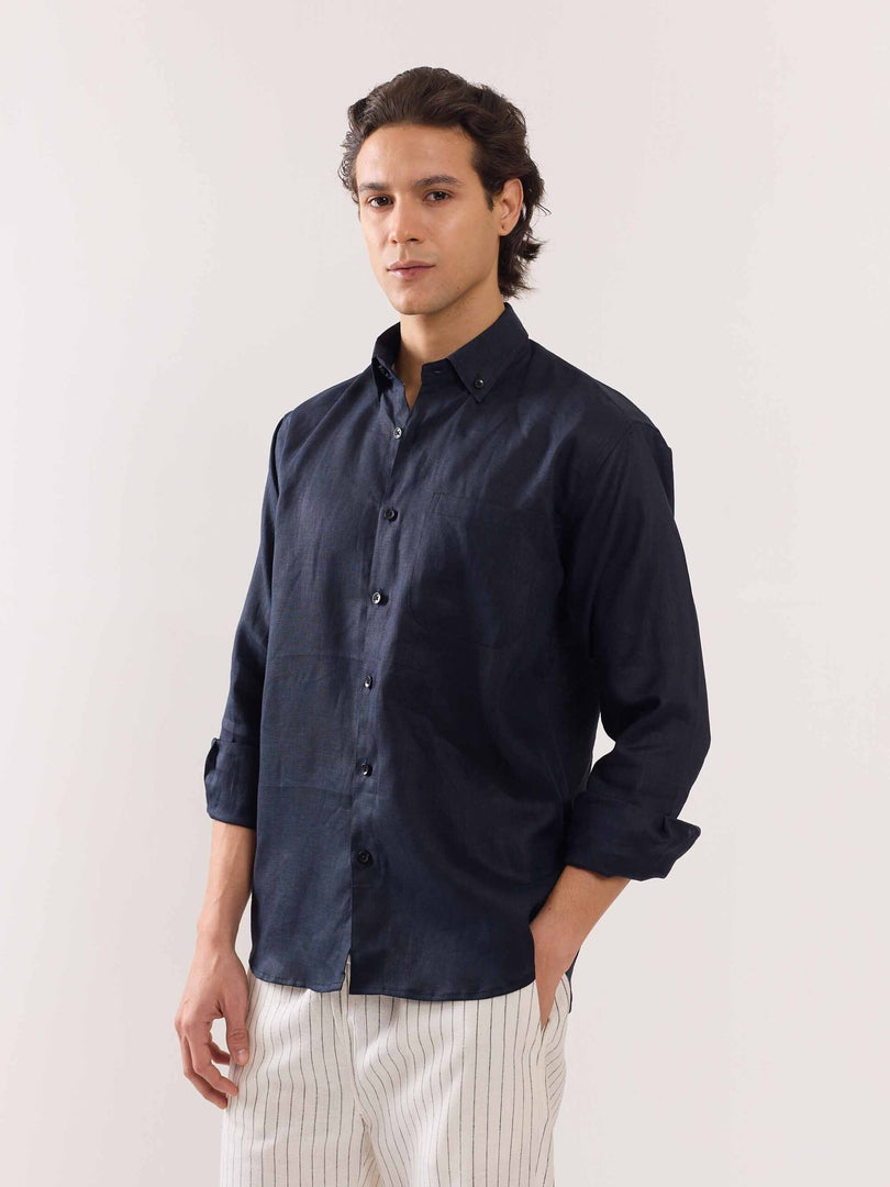 Dark Navy Linen Shirt