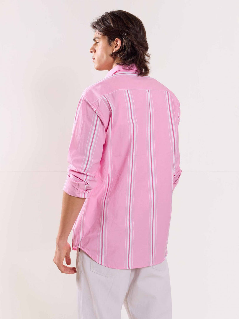 Pink Poplin Striped Shirt