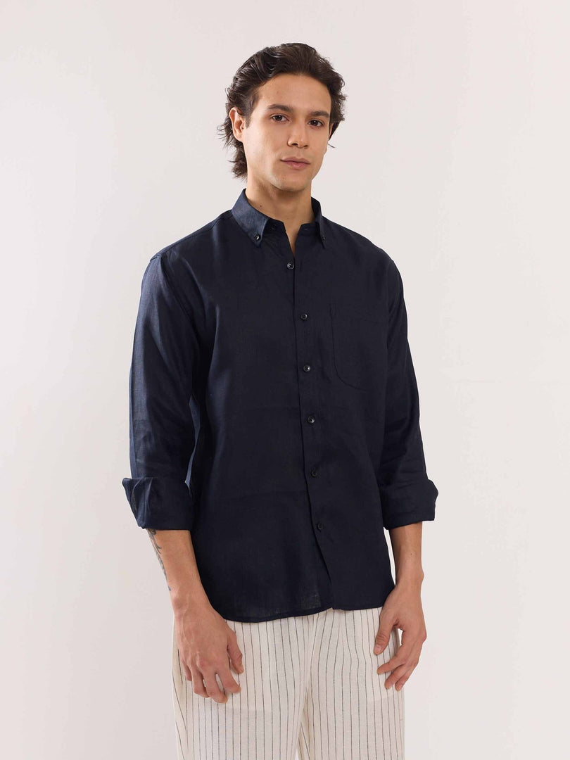 Dark Navy Linen Shirt