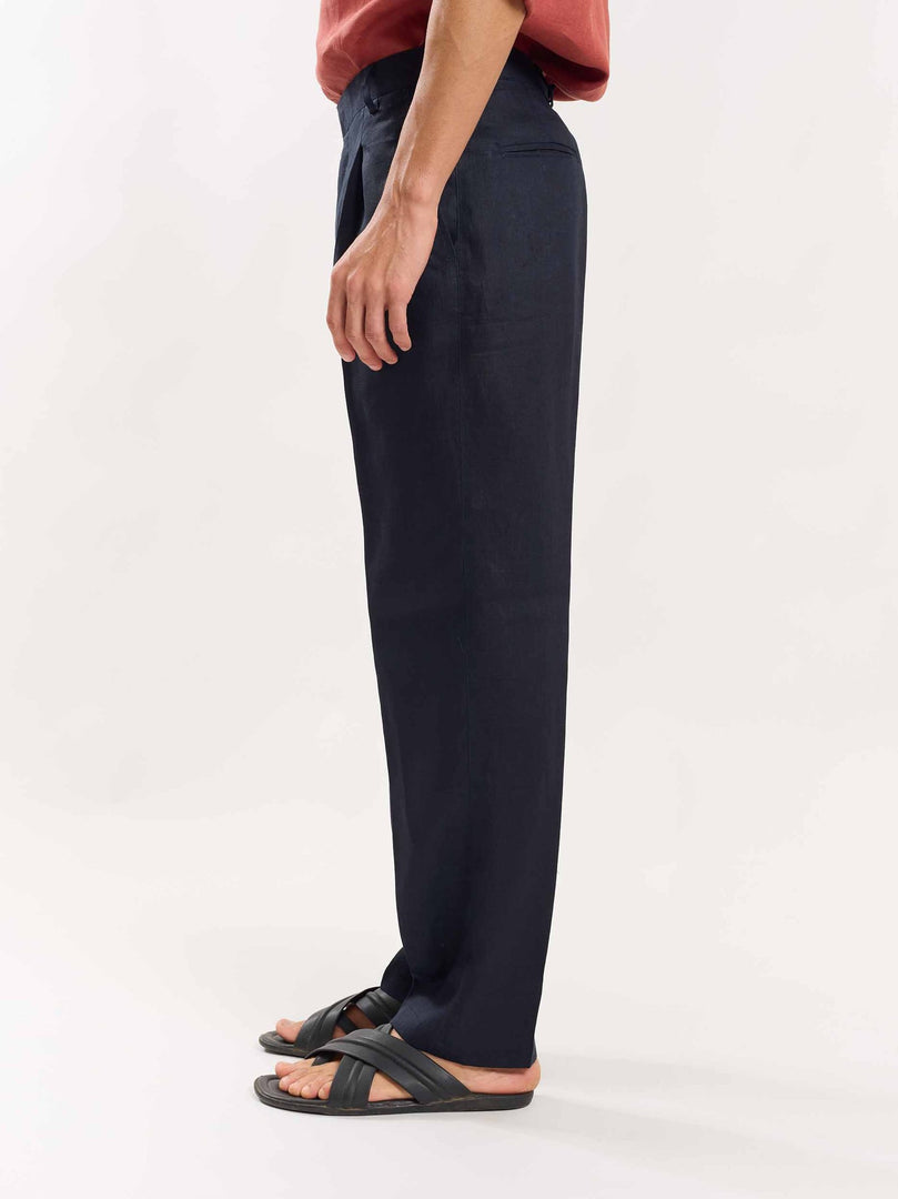 Dark Navy Linen Trousers