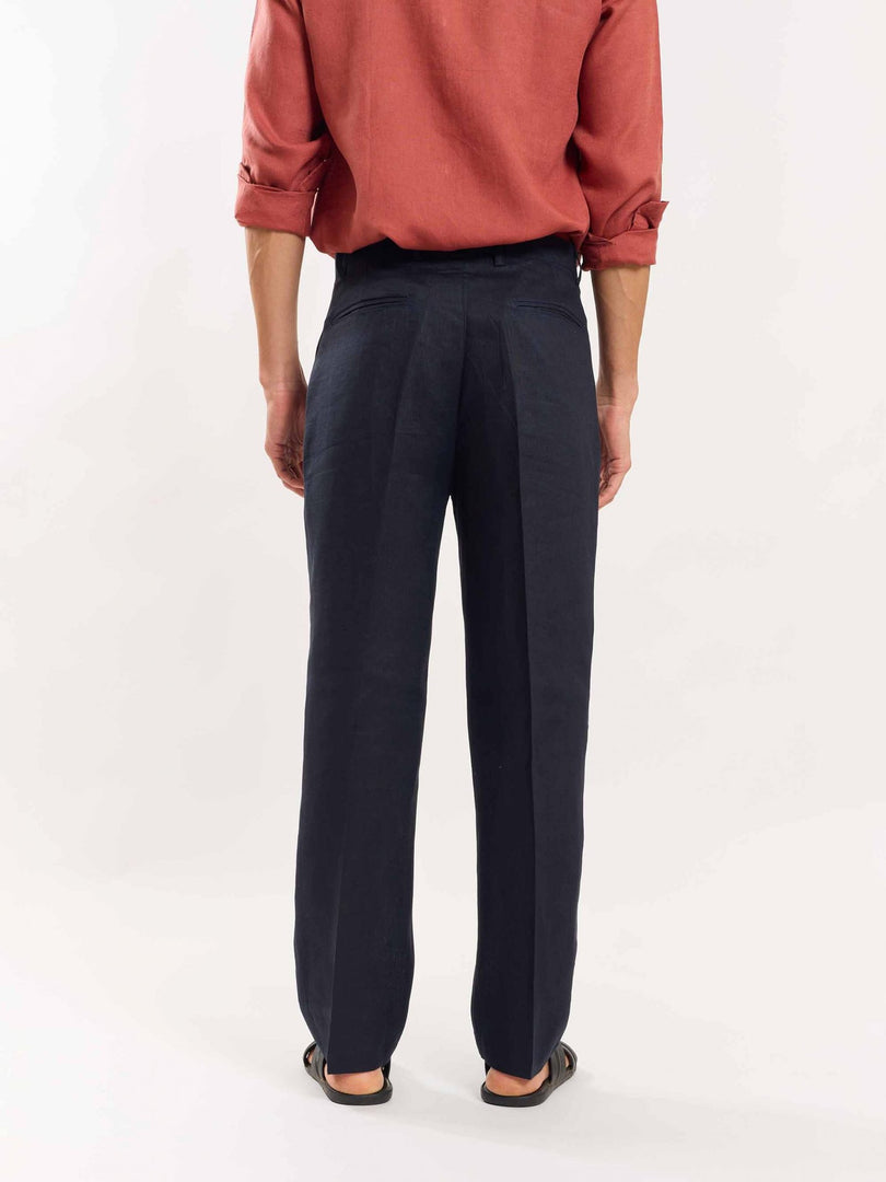 Dark Navy Linen Trousers