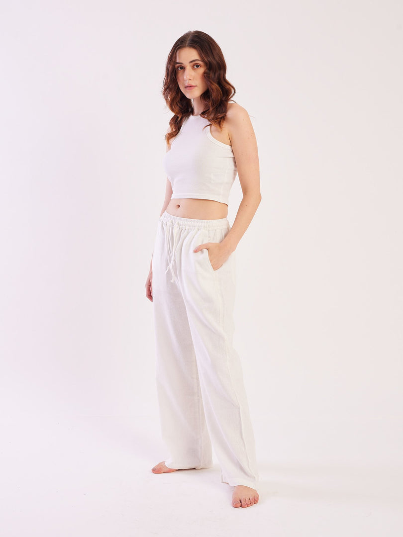 White Linen Pull-on Pants