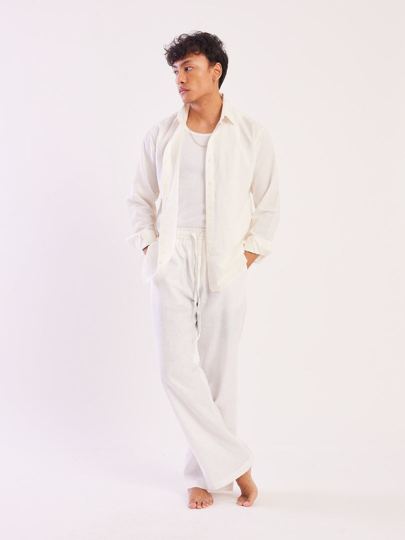 White Linen Pull-on Pants