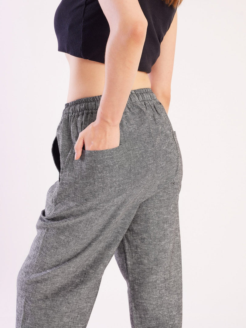 Grey Cotton Pull-on Pants