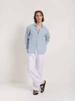 Load image into Gallery viewer, Powder Blue Gauze Holiday Shirt
