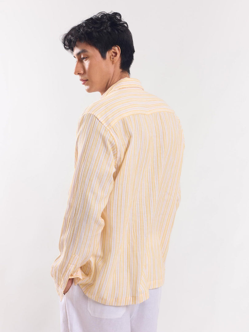 Yellow Striped Gauze Holiday Shirt