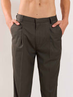 Load image into Gallery viewer, Dark Taupe Straight Fit Trousers
