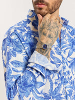 Load image into Gallery viewer, Blue Hibiscus Linen Shirt
