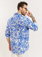 Load image into Gallery viewer, Blue Hibiscus Linen Shirt
