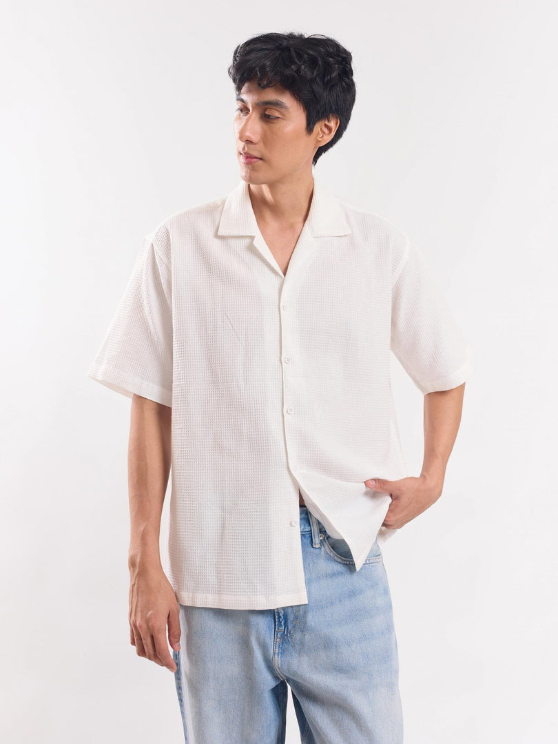 White Dobby Textured Shirt