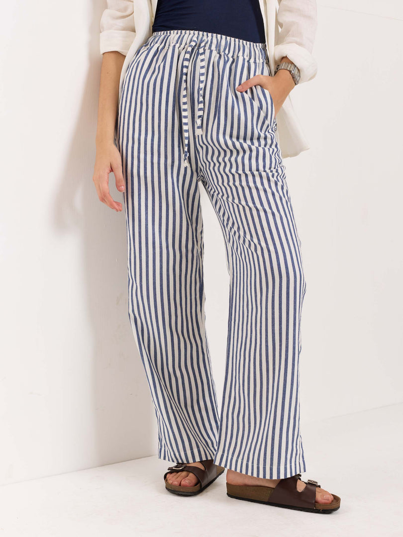 Blue Striped Pull-on Pants