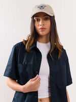 Load image into Gallery viewer, Dark Blue Twill Cropped Shirt
