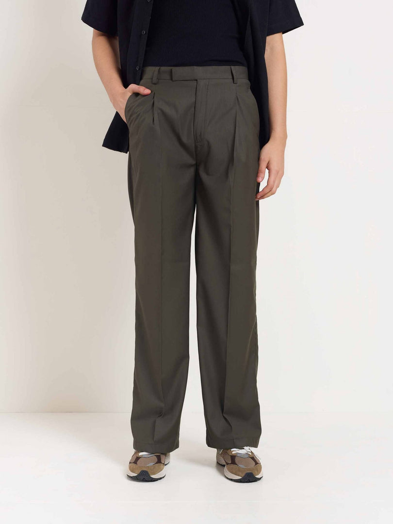 Dark Taupe Baggy Fit Trousers