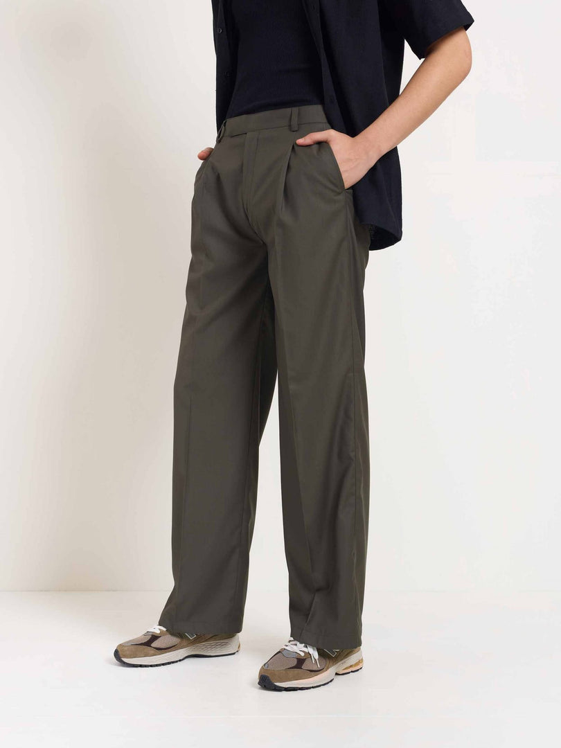 Dark Taupe Baggy Fit Trousers