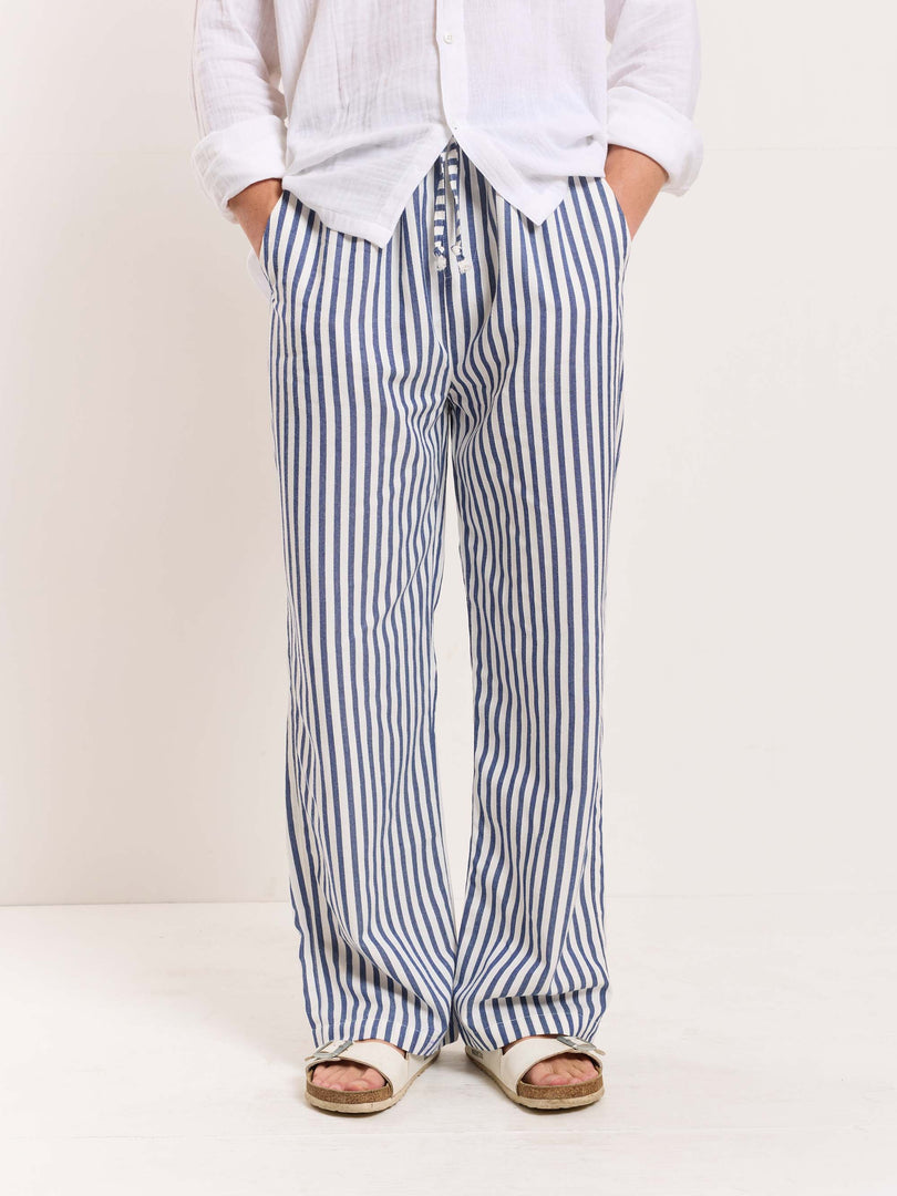 Blue Striped Pull-on Pants