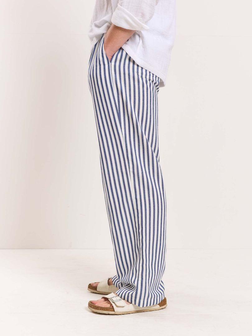 Blue Striped Pull-on Pants