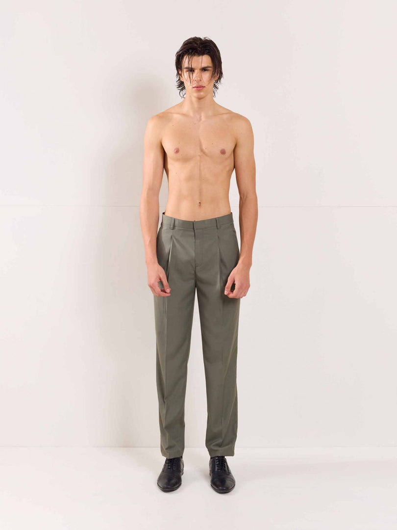 Sage Green Straight Fit Trousers