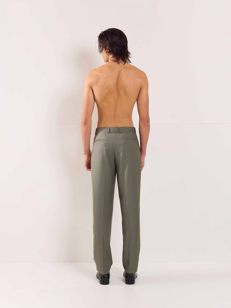 Sage Green Straight Fit Trousers