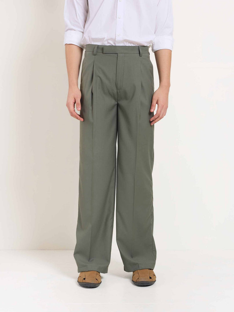 Sage Green Baggy Fit Trousers