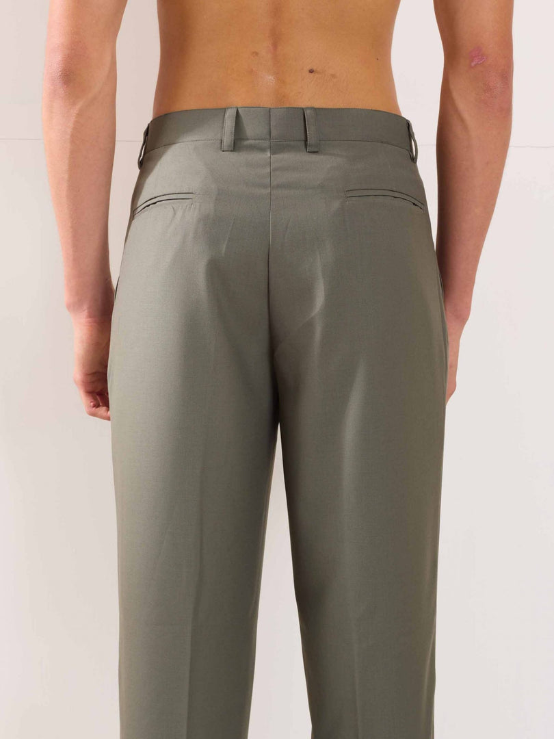 Sage Green Straight Fit Trousers