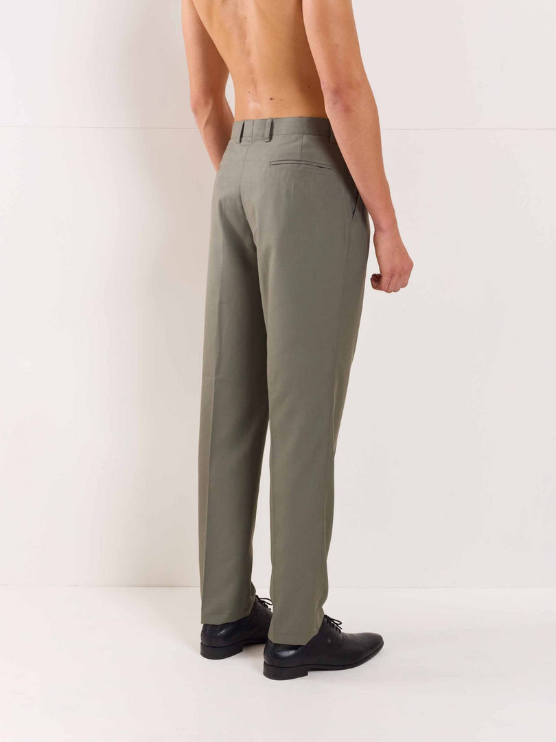 Sage Green Straight Fit Trousers