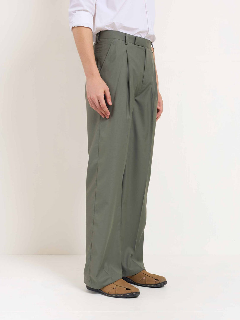 Sage Green Baggy Fit Trousers