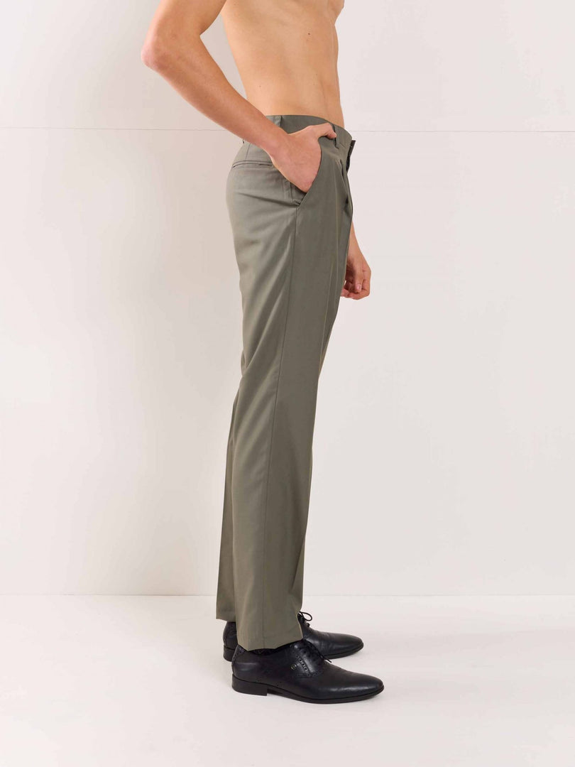 Sage Green Straight Fit Trousers