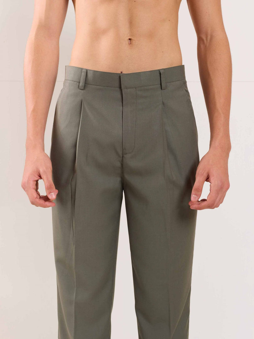 Sage Green Straight Fit Trousers