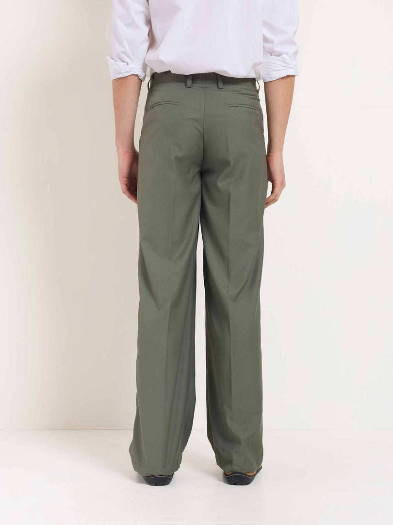 Sage Green Baggy Fit Trousers