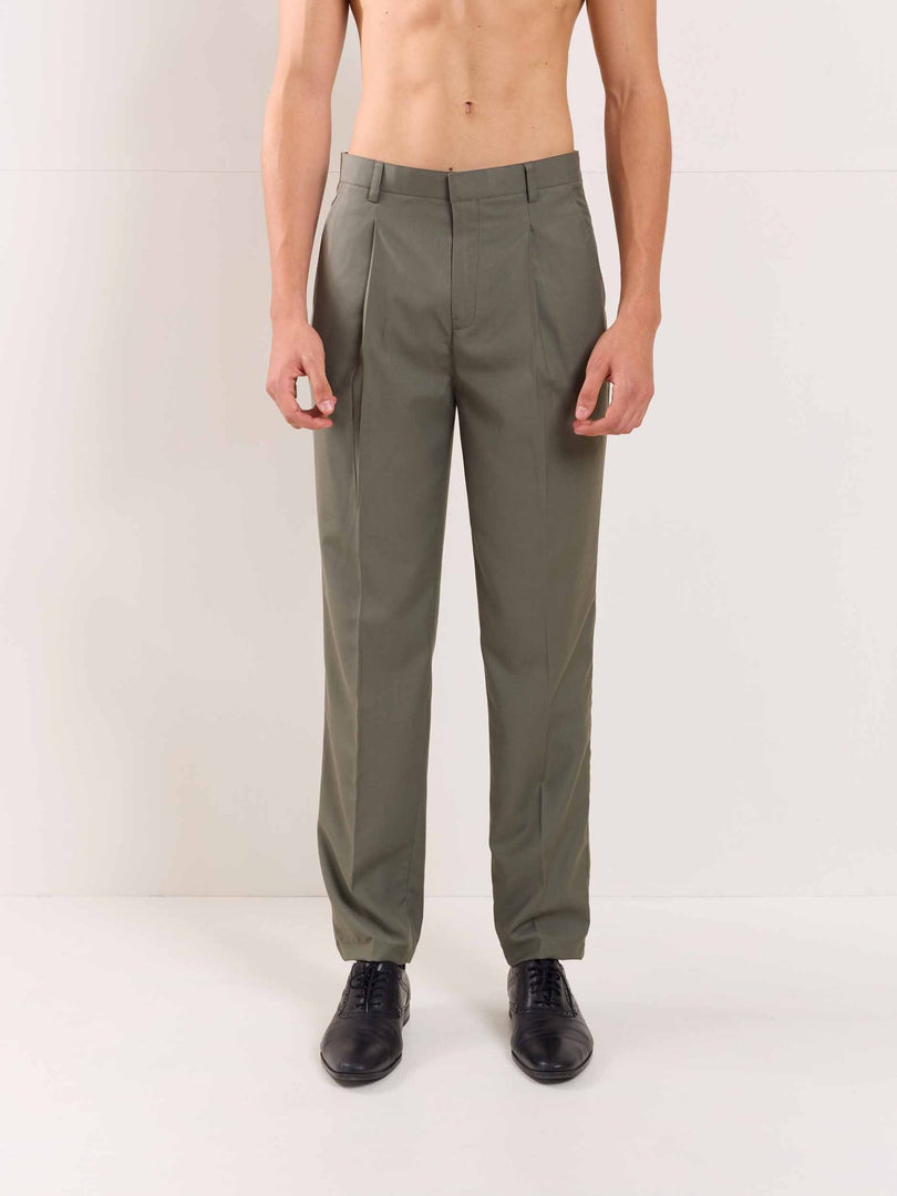 Sage Green Straight Fit Trousers