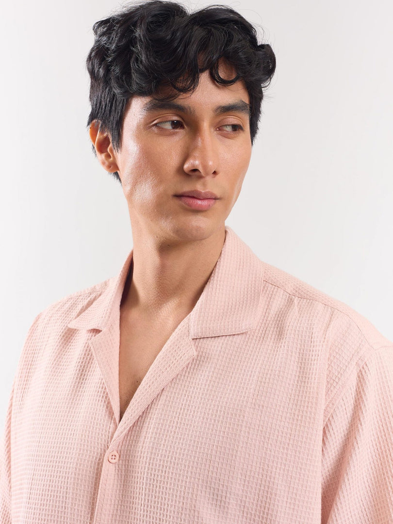 Peach Dobby Textured Shirt