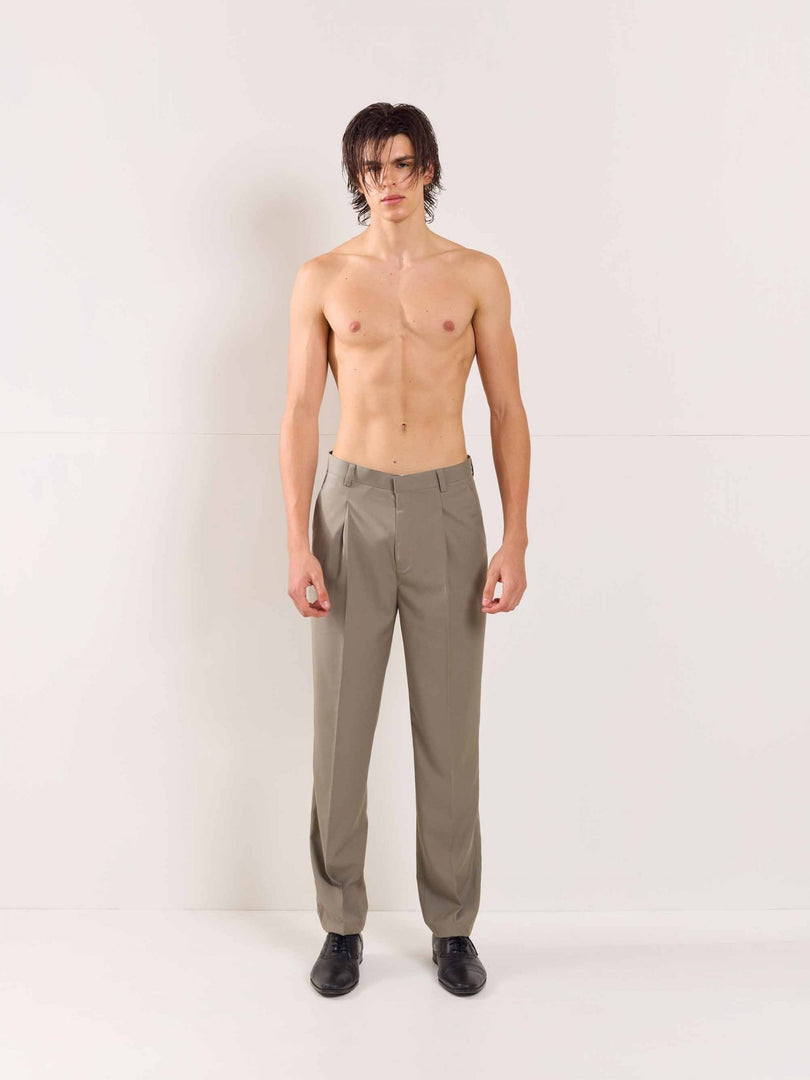 Stone Grey Straight Fit Trousers