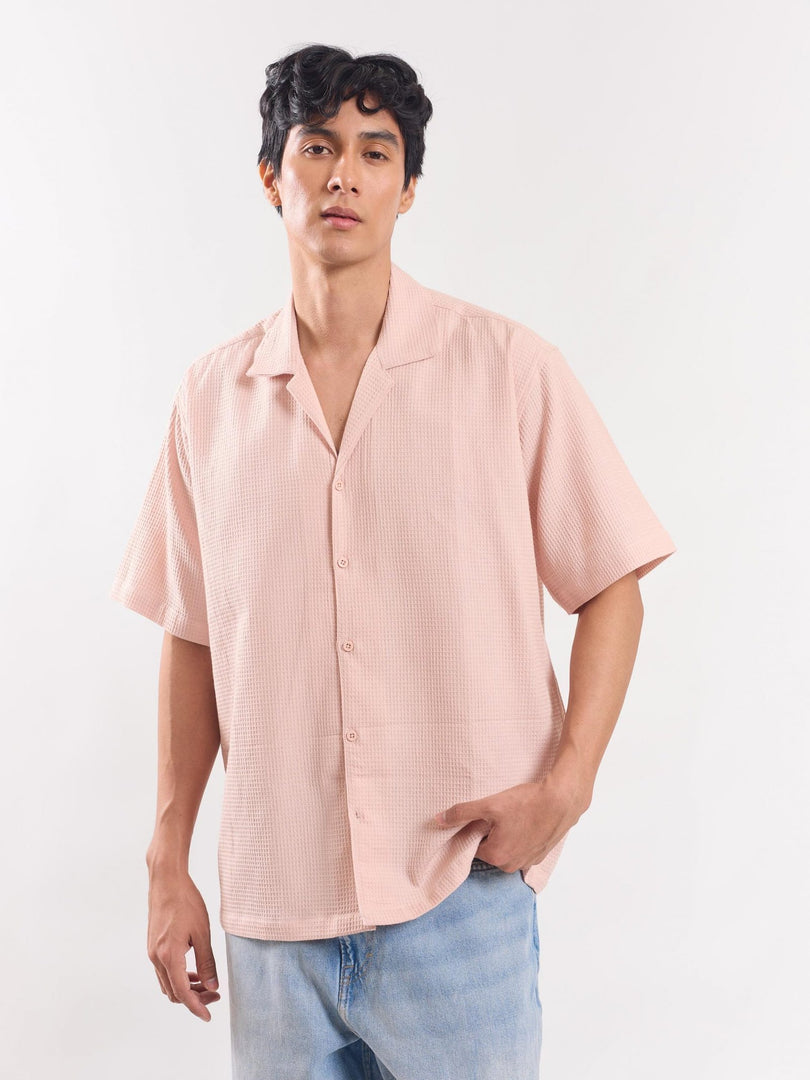 Peach Dobby Textured Shirt