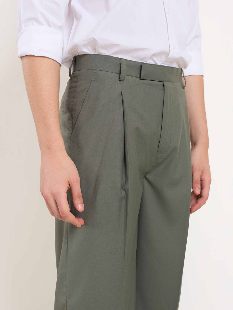 Sage Green Baggy Fit Trousers