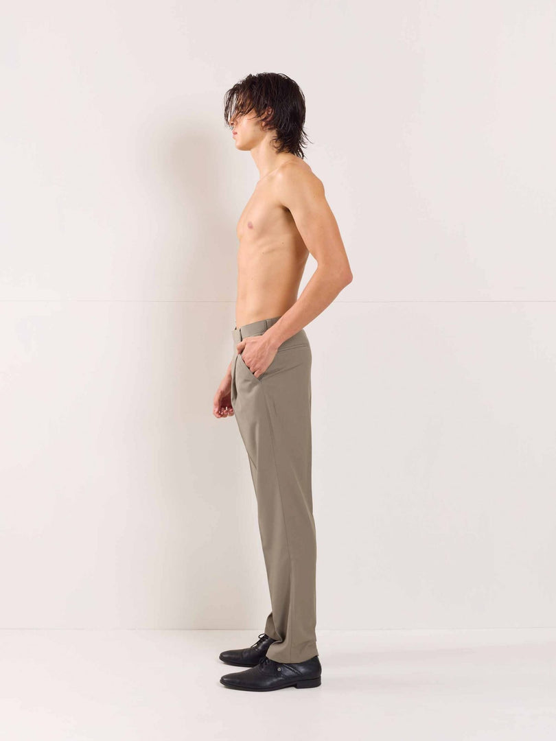 Stone Grey Straight Fit Trousers