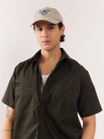 Load image into Gallery viewer, Dark Olive Twill Cropped Shirt
