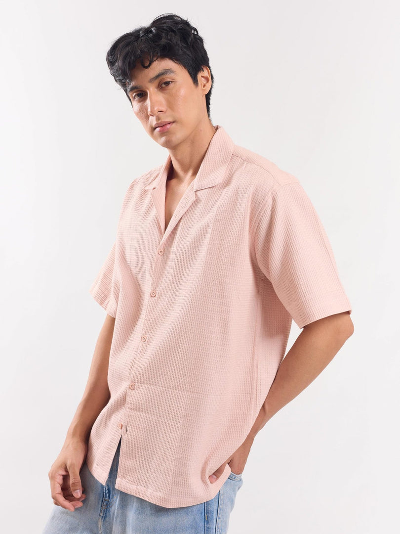 Peach Dobby Textured Shirt