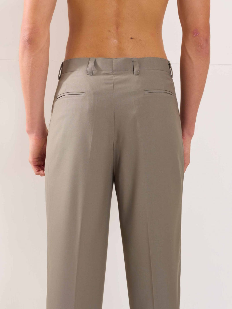 Stone Grey Straight Fit Trousers