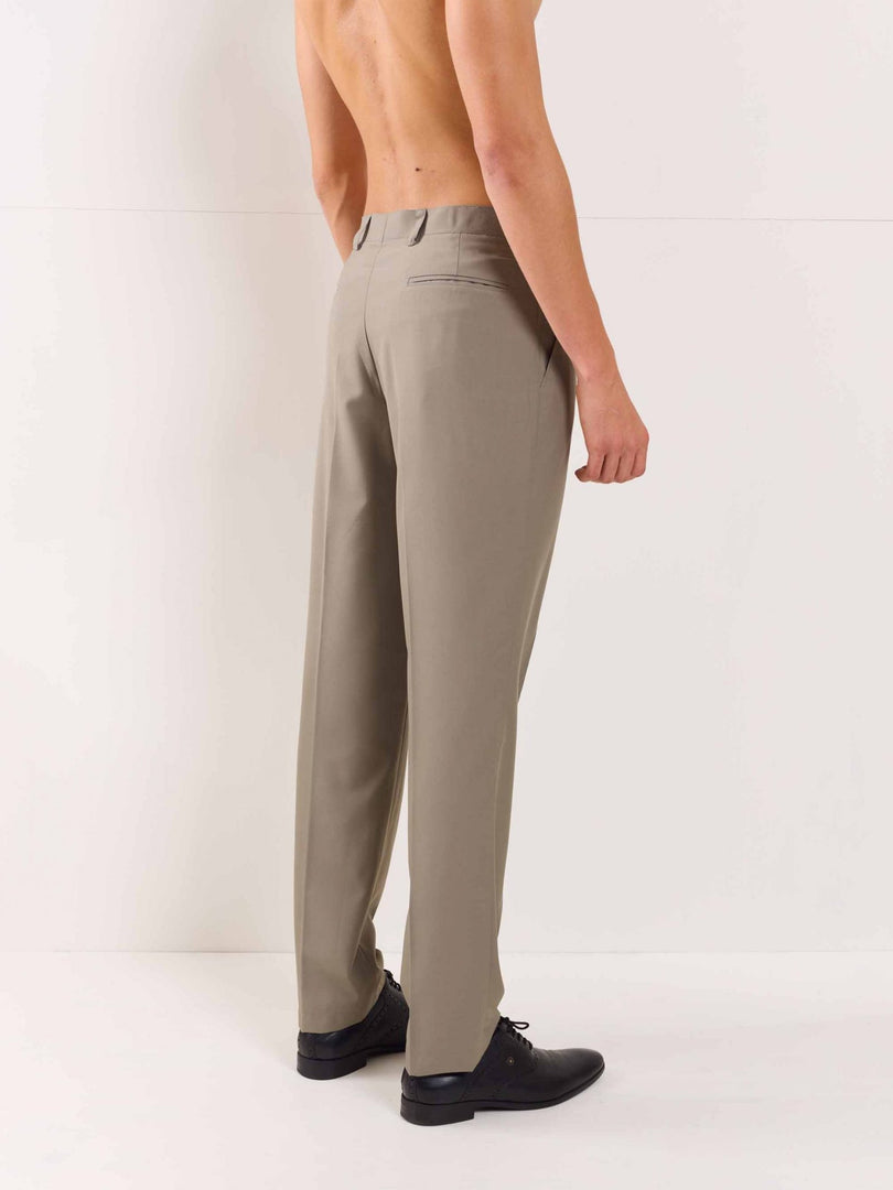 Stone Grey Straight Fit Trousers