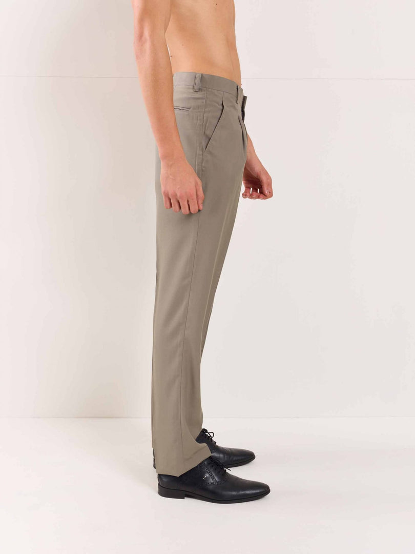 Stone Grey Straight Fit Trousers