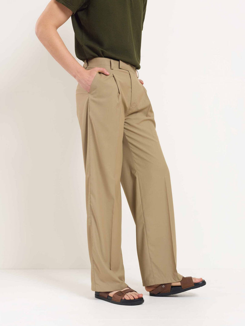 Khaki Baggy Fit Trousers