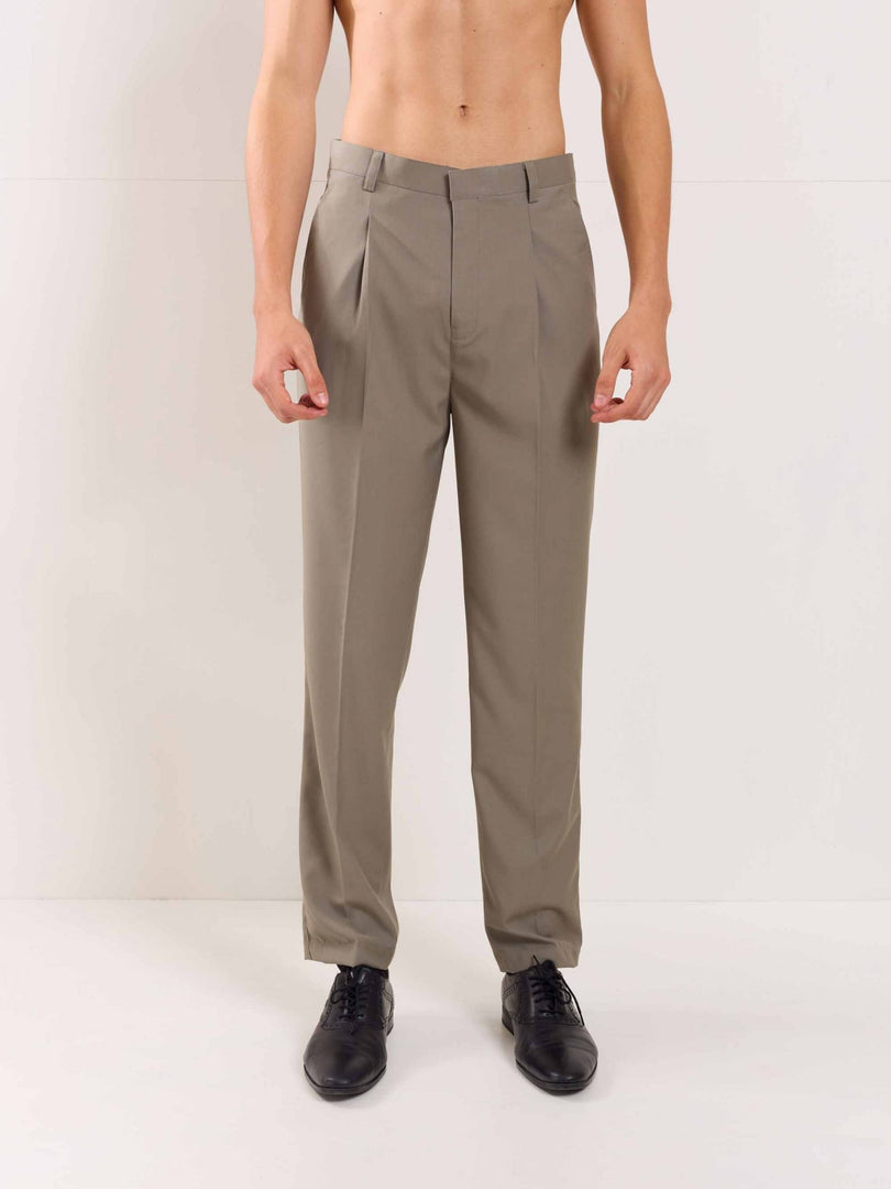 Stone Grey Straight Fit Trousers