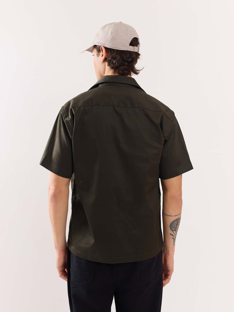 Dark Olive Twill Cropped Shirt